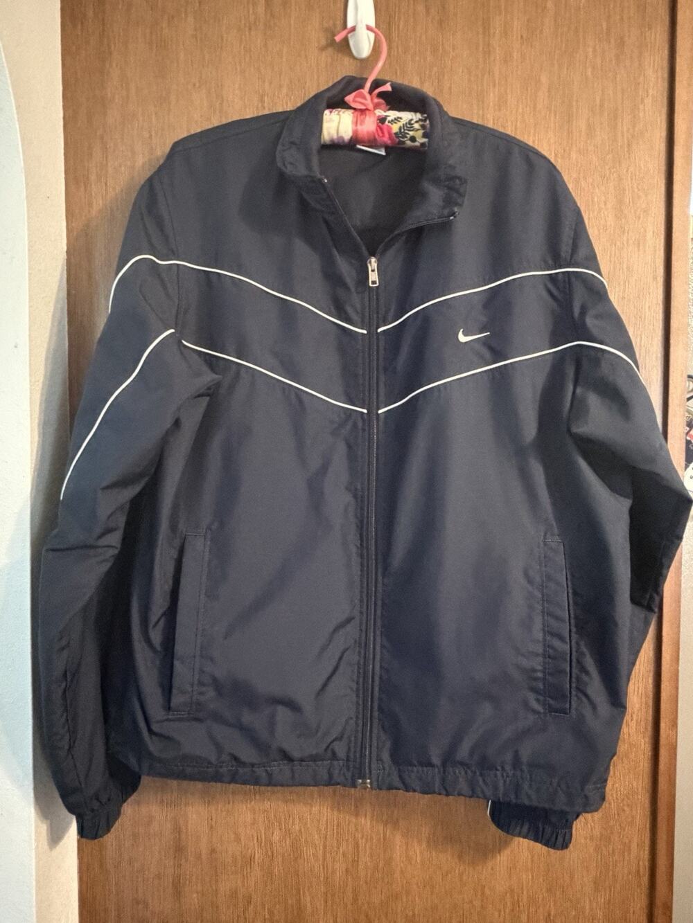 Vintage Y2K Nike Sport Culture Track Jacket Black White Piping Windbreaker L